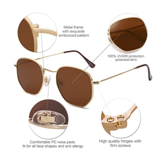 💫Brown Hexagonal Polarized Sunglasses for Men and Women - Picture 3 of 4